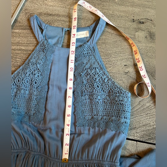 Altar'd State Blue Halter Maxi Dress with Crochet Accents - Picture 8 of 10